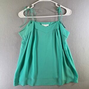 Gracie Jade Green 100% Silk Tie Strap Camisole Tank Top Minimalist Luxury Y2K
